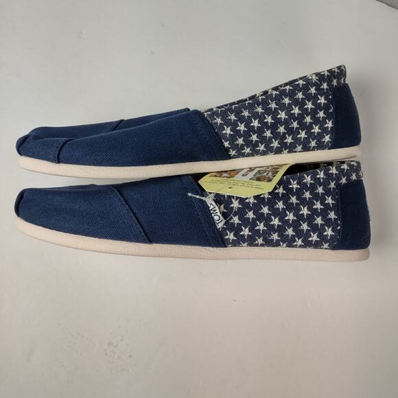 Toms Classic Americana Navy Canvas Stars Flats Size 10W - Picture 8 of 8